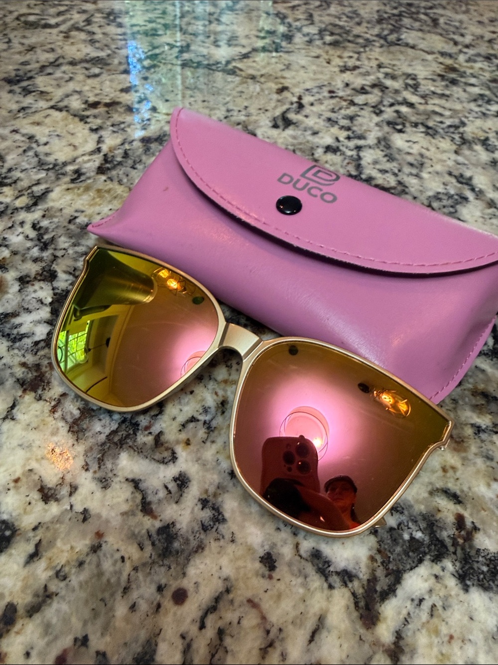Pink Mirror Lens Sunglasses with Pink Case